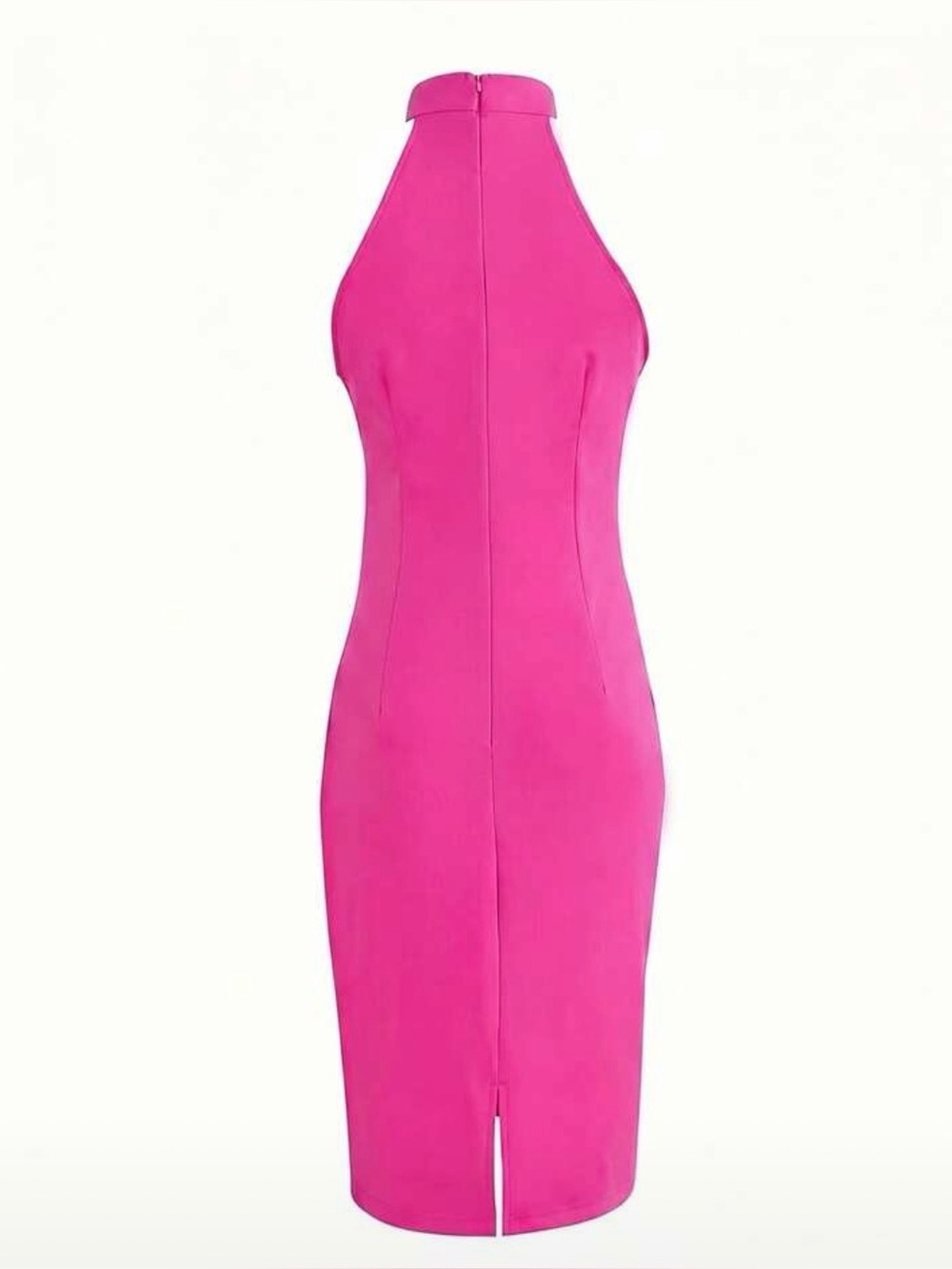 NEW SHEIN Stretch Sleek Halter Bodycon Mini Dress in Bright Pink Size XL - Picture 2 of 6